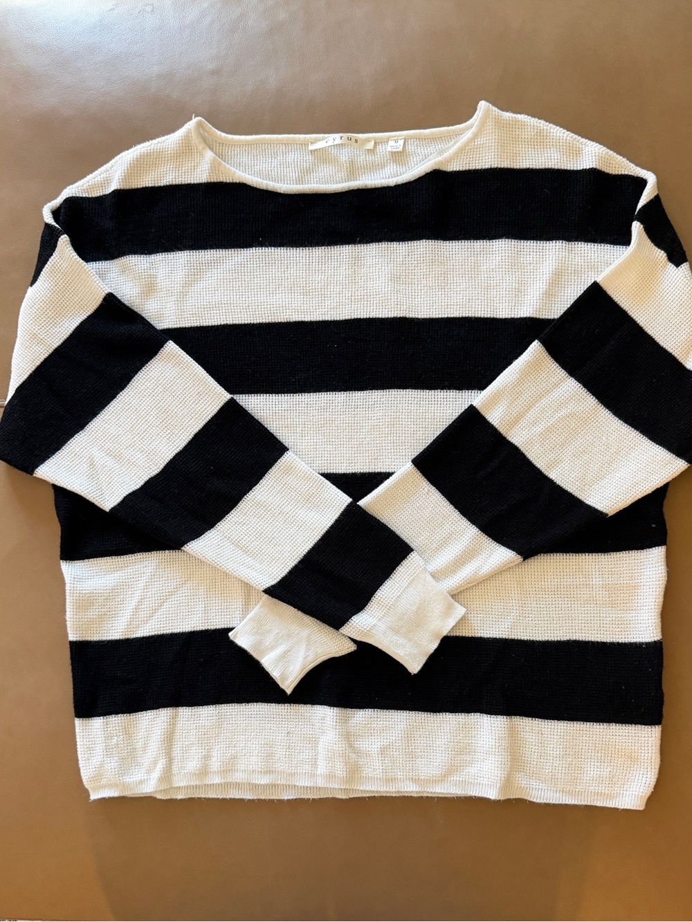 Cyrus Black and White Striped Crewneck Sweater
